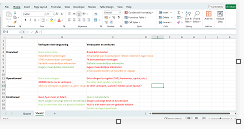 Excel sheet met lijstjes en kleurtjes