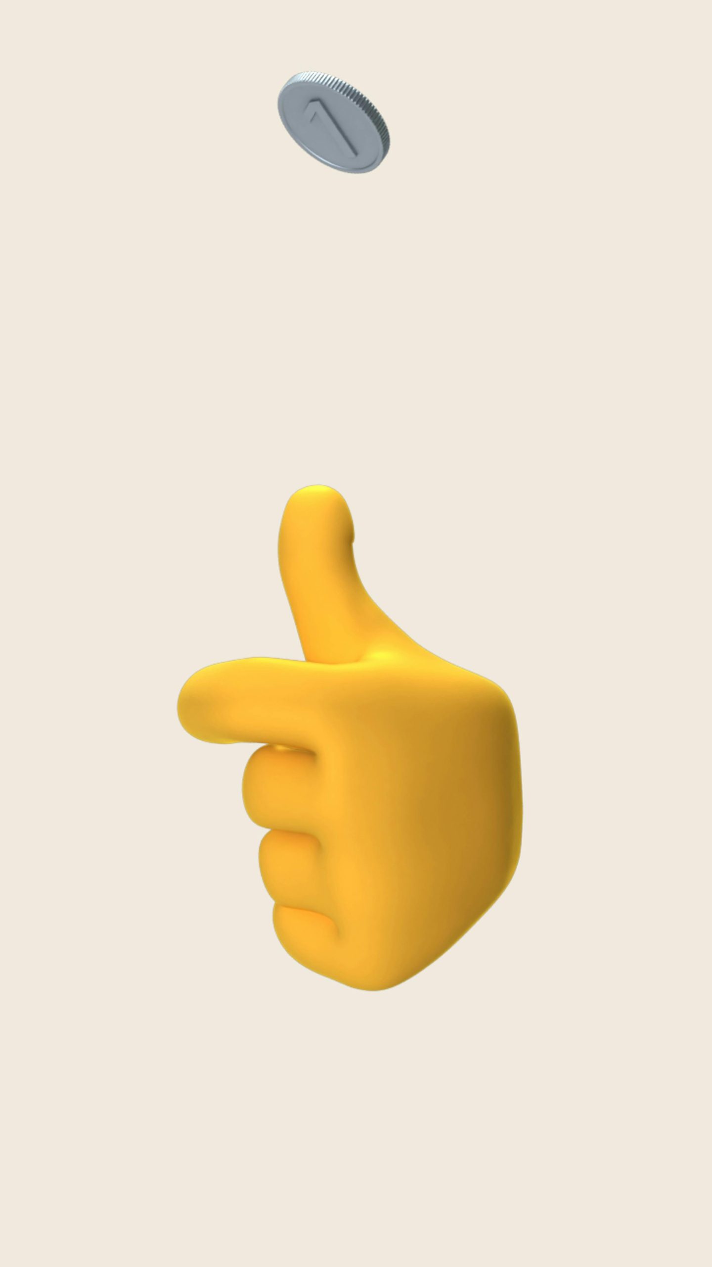 Hand gooit een munt op