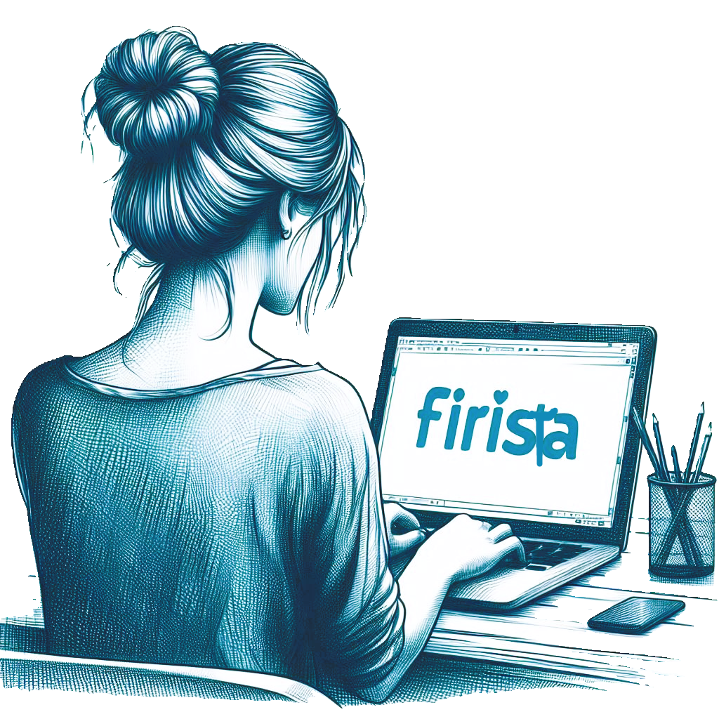 firista working on her laptop